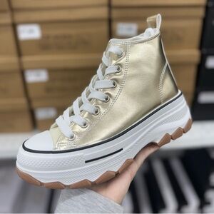 Gold High-Top Women's Sneakers